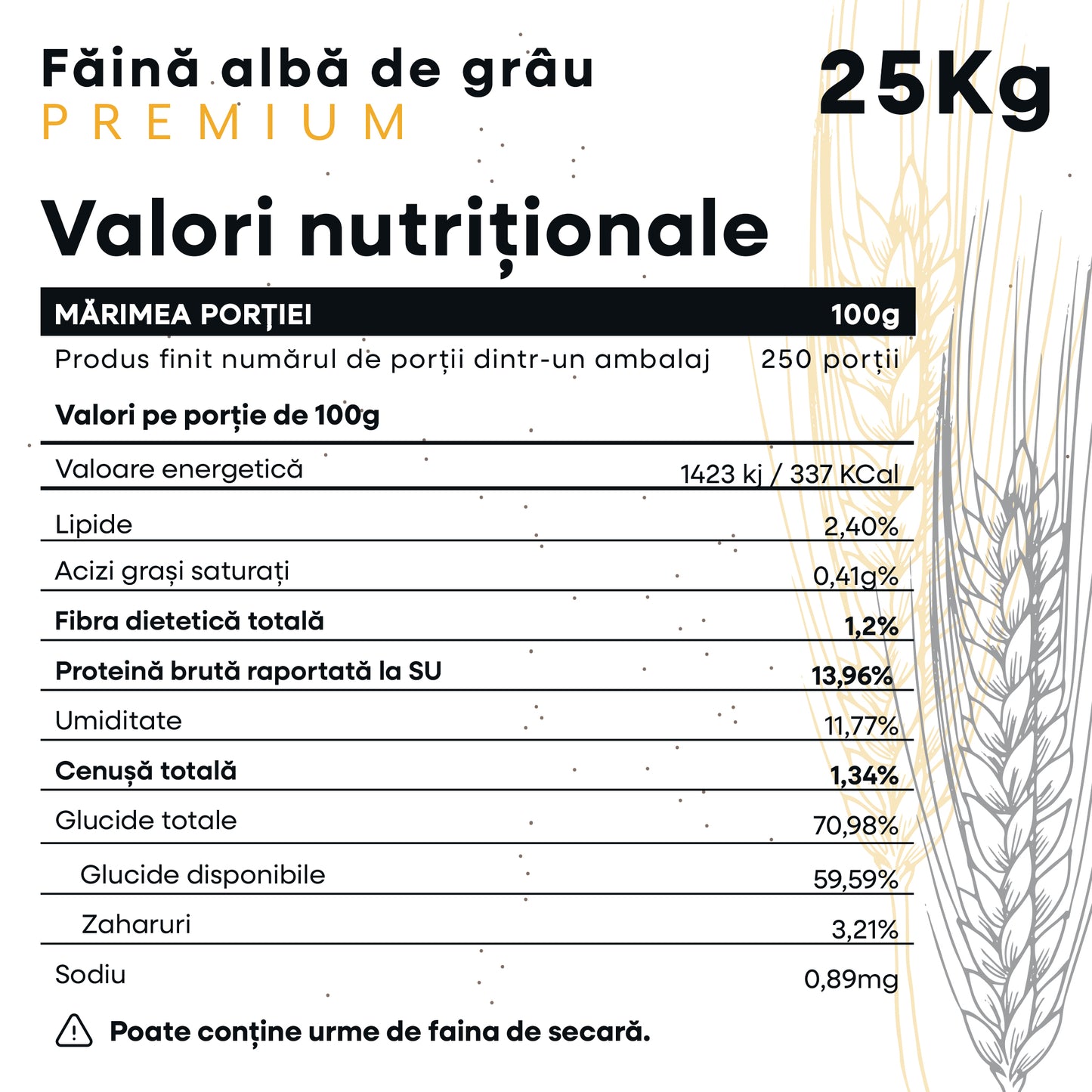 Făină albă de grâu PREMIUM 25 kg