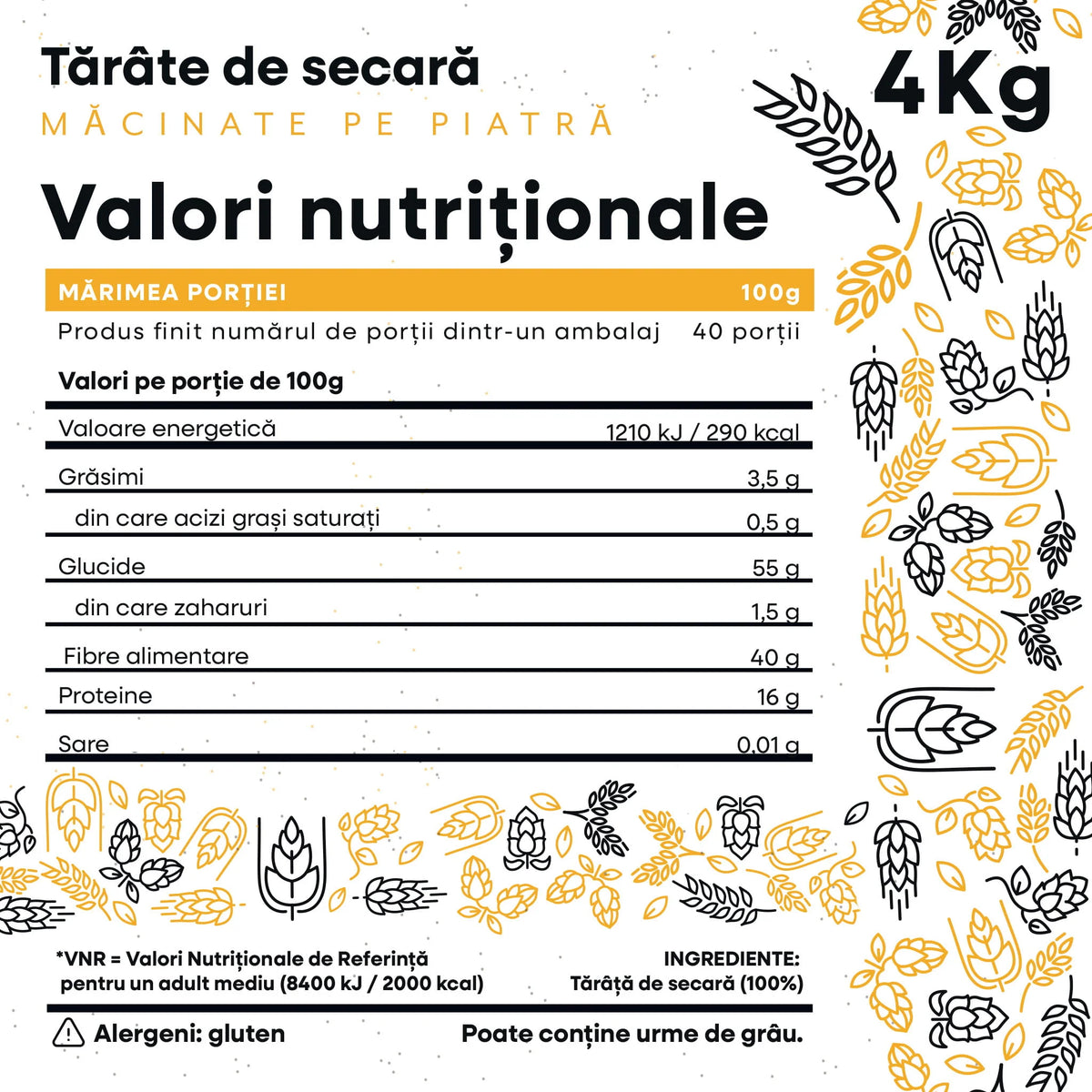 Tărâțe integrale de secară gratuită la comenzi peste 100 RON