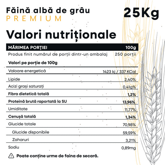 Făină albă de grâu PREMIUM 25 kg